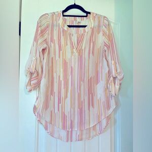 Bright colored, lightweight blouse. Perfect colors for summer.